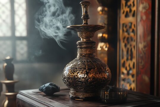 Vintage arabic incense burner on the table
