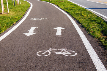bicycle lane sign on road