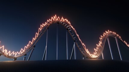 Fototapeta premium Thrilling nighttime roller coaster ride