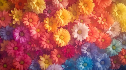 Gerbera flowers in various colors creating a vibrant and cheerful spring background, ideal for valentine's day or mother's day celebrations, symbolizing love, joy, and the beauty of nature