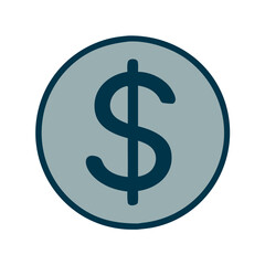 Obraz premium Blue Line Icon of a Dollar Coin Representing Financial Growth