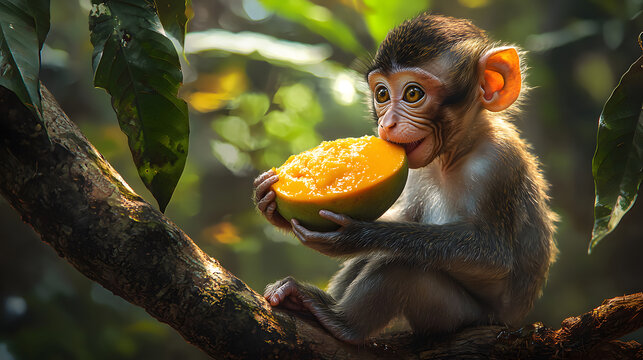 Monkey eating Mango