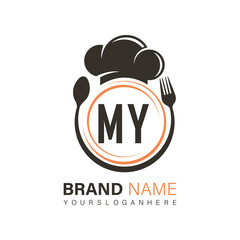 initial monogram logo With restaurant Circle shape logo design.
