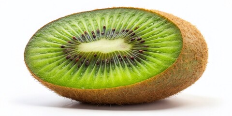Fototapeta premium Realistic Photo of a Beautiful Kiwi Fruit on White Background – High-Resolution Stock Image