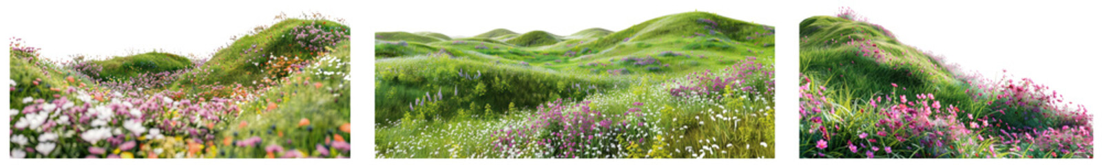 Fototapeta premium Outdoor field nature border png cut out element set, transparent background