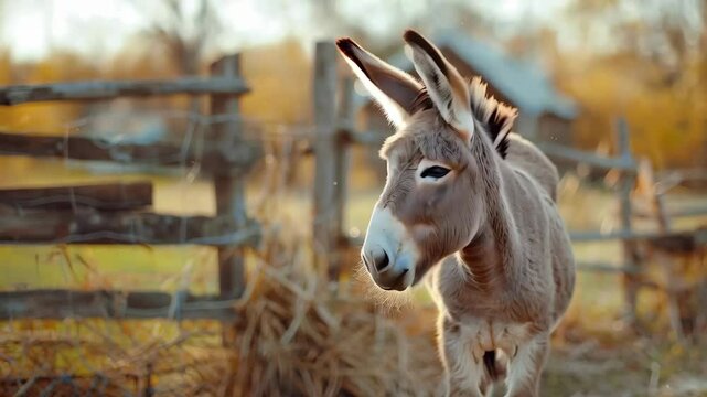 cute donkey on the farm 