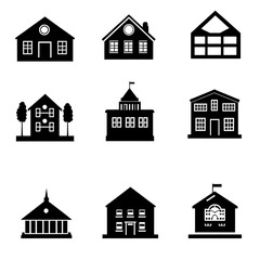 Fototapeta premium Collection of Black and White Building Silhouettes