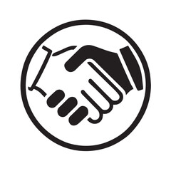Obraz premium Simple black Vector Illustration of a Business Handshake