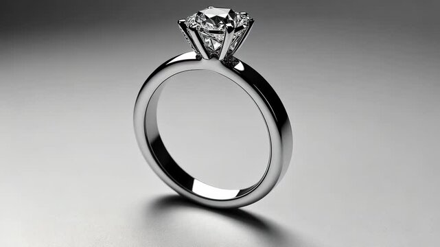 Exquisite diamond engagement ring with a classic solitaire setting on a smooth surface