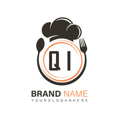 initial monogram logo With restaurant Circle shape logo design.
