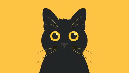 black cat with yellow eyes