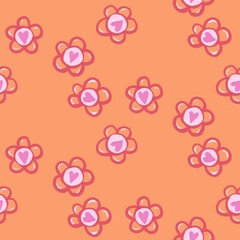 Cute daisies with heart in center on yellow Valentine blender pattern