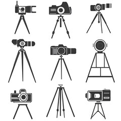 Professional Photography Equipment and Photographers in Silhouette