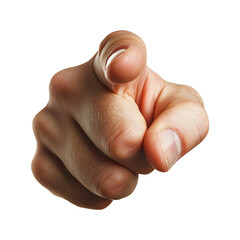 Hand finger pointing directly forward isolated on transparent background