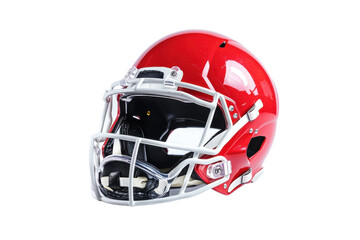 Naklejka premium A bright red football helmet on a white background, embodying the game's spirit