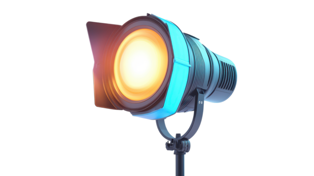 Glowing studio strobe light with copy space