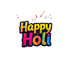 happy holi text  on transparent background