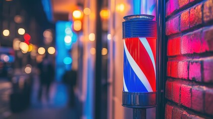 Vibrant Urban Shop at Night with Colorful Pole