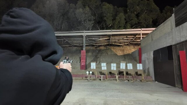 Outdoor training range with practice targets used for training exercises.