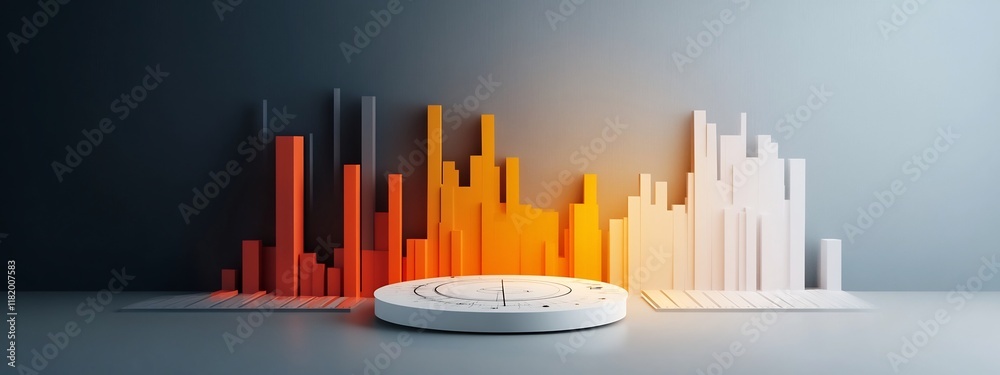 Poster minimalist 3d rendered seismic frequency data visualization chart depicting abstract patterns and sh
