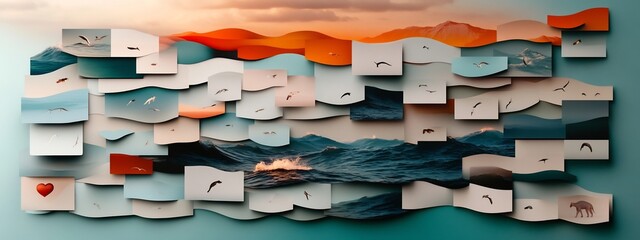 Visualizing the Rhythm of Nature A Collage of Dynamic Phenomena Representing Tides Heartbeats and Animal Patterns Through Vibrant 3D Rendering and Textural