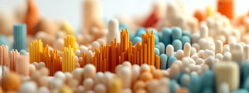 Poster vibrant 3d rendered visualization depicting the frequency distribution of food consumption patterns 