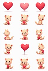 High Resolution Valentine's Day Cartoon Stickers, Sharp Details, 8K, UHD, Cute Design
