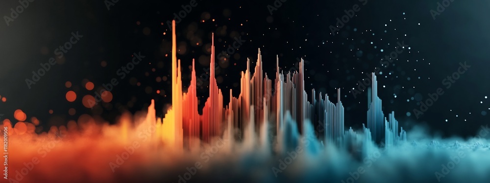 Poster vibrant and dynamic depicting a data visualization of the frequency distribution of voting preferenc