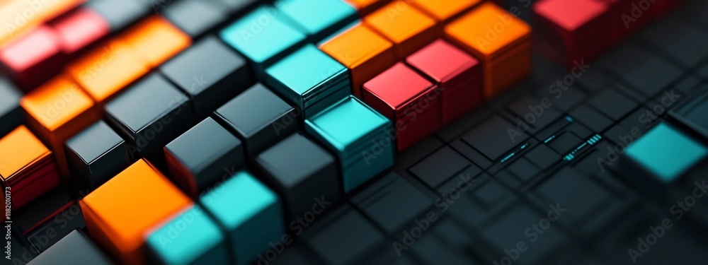 Poster vibrant geometric abstraction representing the frequency of occurrence of different economic indicat
