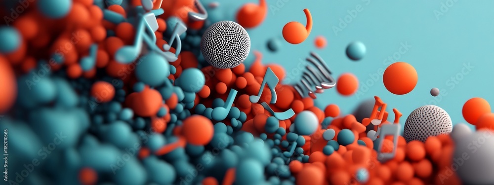 Poster captivating 3d digital artwork representing the dynamic frequency patterns and visual interplay of v