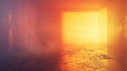 Industrial room with smoky ambiance gradient walls diffused lighting urban setting abstract concept