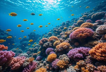 Naklejka premium Vibrant coral reef under crystal clear waters