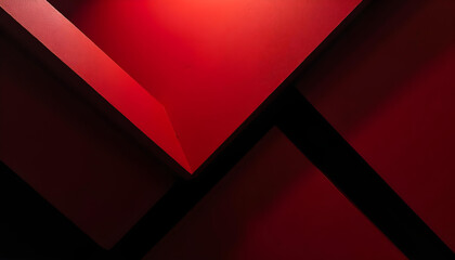 Obraz premium Abstract geometric shapes in flat black and bright red, showcasing a chaotic arrangement of diagonal lines