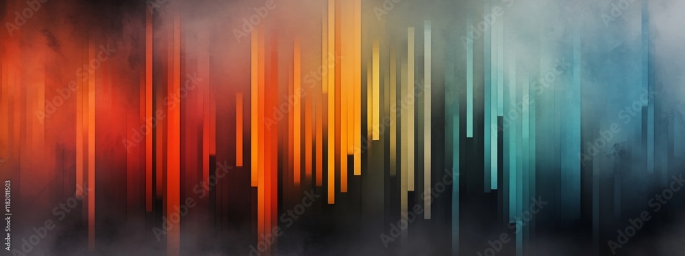 Poster vibrant and dynamic digital depicting a spectrogram which visualizes the frequency content of a spok