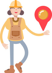 Woman Engineer Character Holding Map Pin
