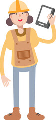 Woman Engineer Character Talking on Smartphone
