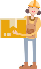 Woman Engineer Character Holding Box
