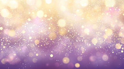 Obraz premium Dreamy holiday background with softly blurred bokeh lights in purple and gold hues, creating magical and festive atmosphere. Perfect for seasonal designs and celebrations
