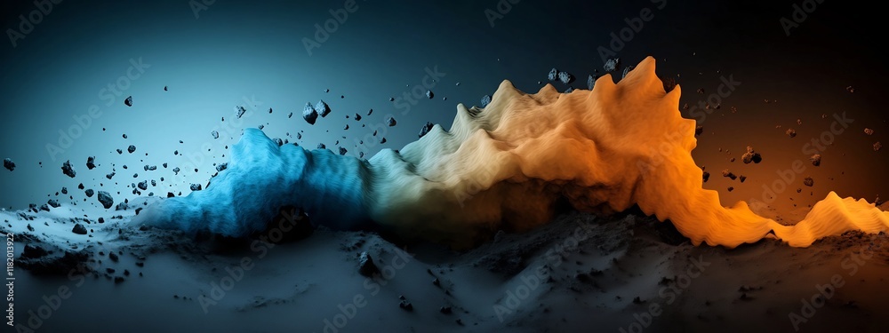 Poster stunning 3d rendering of a vibrant colorful visualization of seismic waves propagating through the e