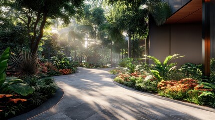 Obraz premium Industrial Park with Integrated Green Technology View