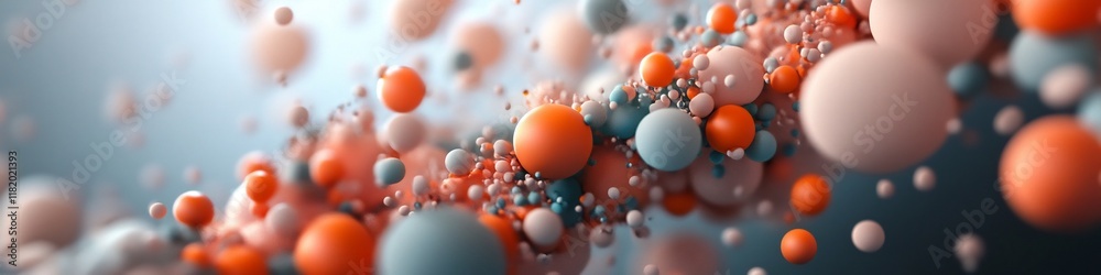 Poster a mesmerizing 3d rendered digital artwork showcasing a dynamic composition of vibrant colorful spher