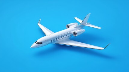 3D airplane design on a blue background, representing air travel and transportation concepts. 