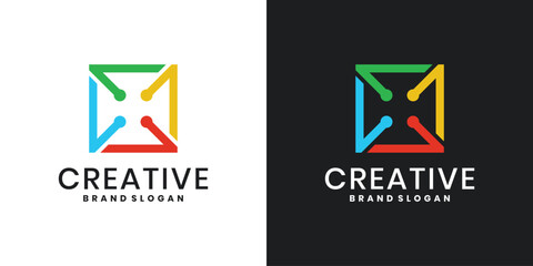 Logo group for community with creative square shape concept