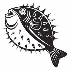 Pufferfish vector silhouette black design white background