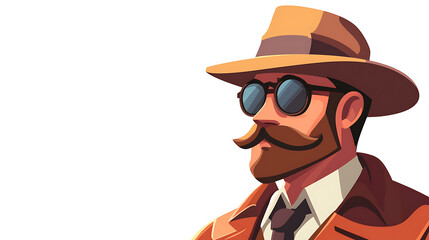 A stylish detective character with a hat and sunglasses, exuding a vintage vibe.