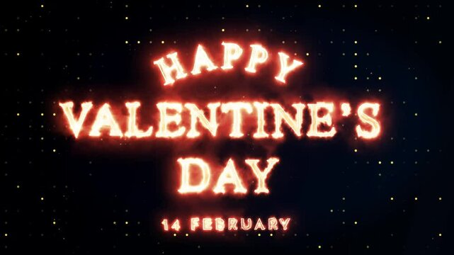 Happy Valentines day 14 february text with fire Happy saint valentine day celebration