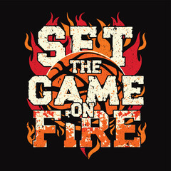 set the game t shirt design, Basketball college league. Vintage artwork for sportswear. Sport logo. College font. Basketball club vector t-shirt design. New York basketball league
