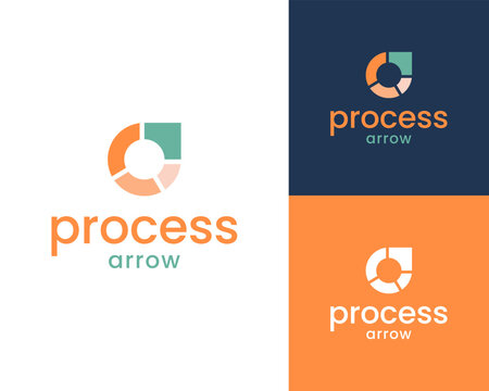Circular Progress Circle Process Pie Chart Growth Arrow Up Icon Vector Logo Design Illustration