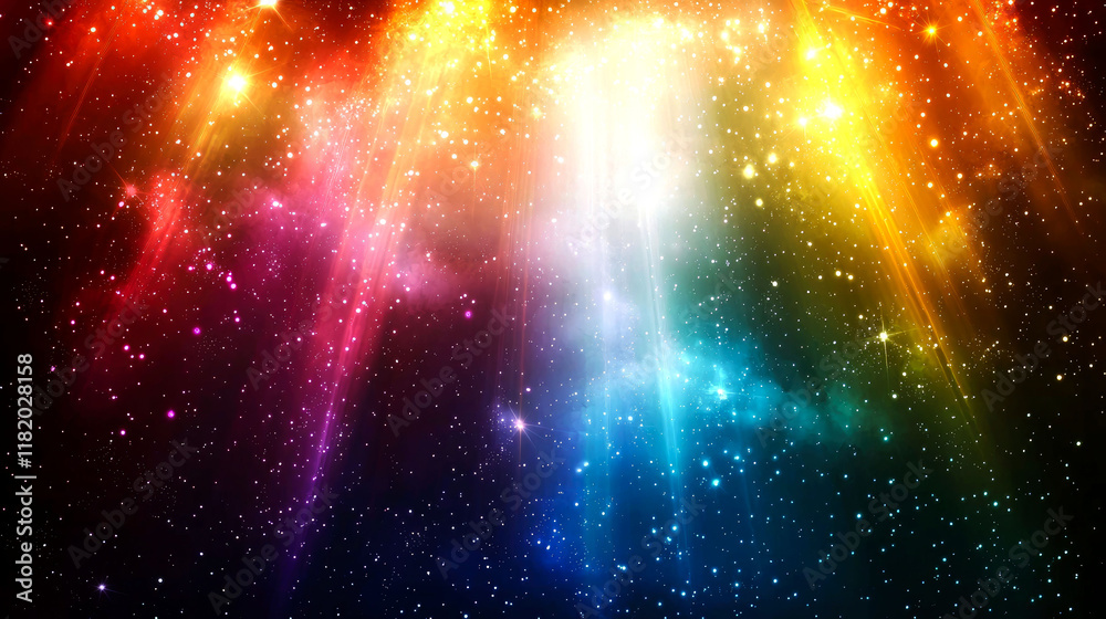 Wall mural cosmic canvas: a vibrant nebula explodes with rainbow colors, showcasing the brilliance of the unive