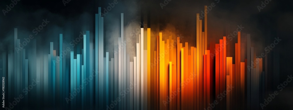 Poster vibrant abstract digital depicting the frequency distribution of words in a written text represented